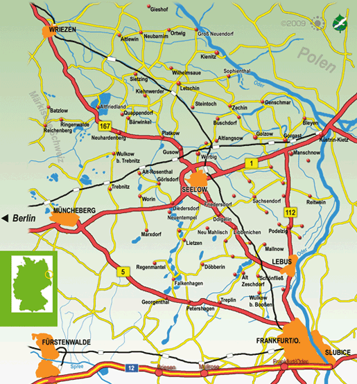 Übersichtskarte Oderbruch und Lebuser Land